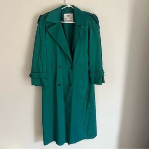 London Fog Teal Double-Breasted Trench Coat One Size